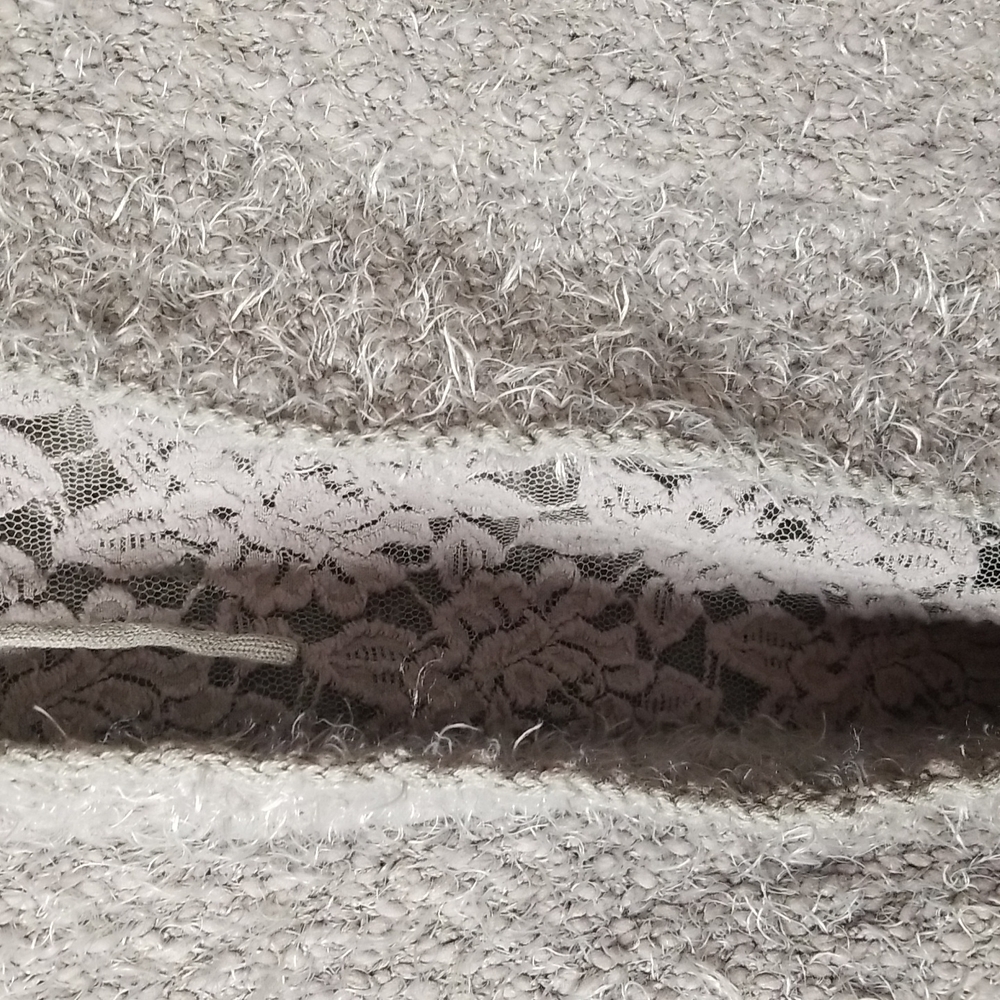 Knox Rose Fuzzy Gray sweater w/lace back detail. - Picture 5 of 7